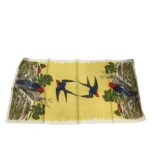 Vintage‎ linen tea towel Nature scene with Birds Kitchen Towel 27 x15 Inches
